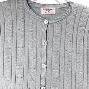 NWT Vtg Alfred Dunner Cardigan Sweater Button Down Blue USA PM Ribbed Knit